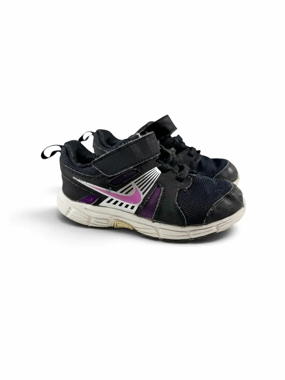 Nike Dart 10 Black Purple Pink Velcro Athletic Sneakers Size 9 child toddler